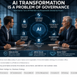 Business leaders discussing AI transformation, governance, security, accountability, and risk management
