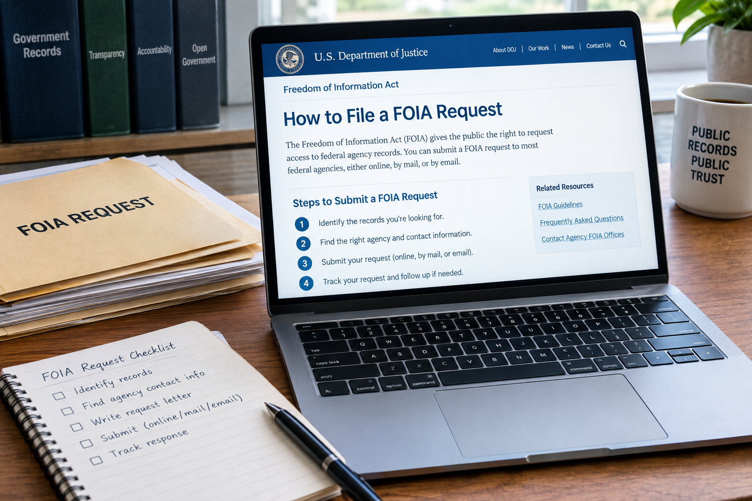 FOIA request document being prepared to access federal government records