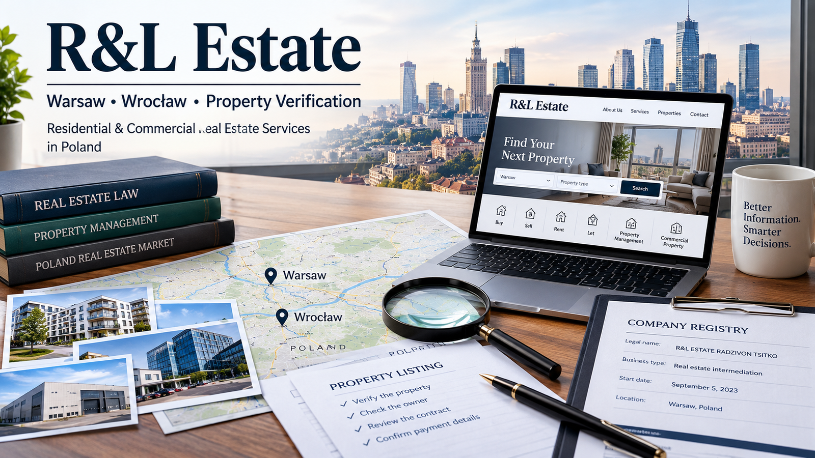 Editorial image showing R&L Estate property research in Warsaw and Wrocław